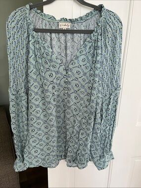 Wonderly 1X Top mixed  print long sleeve